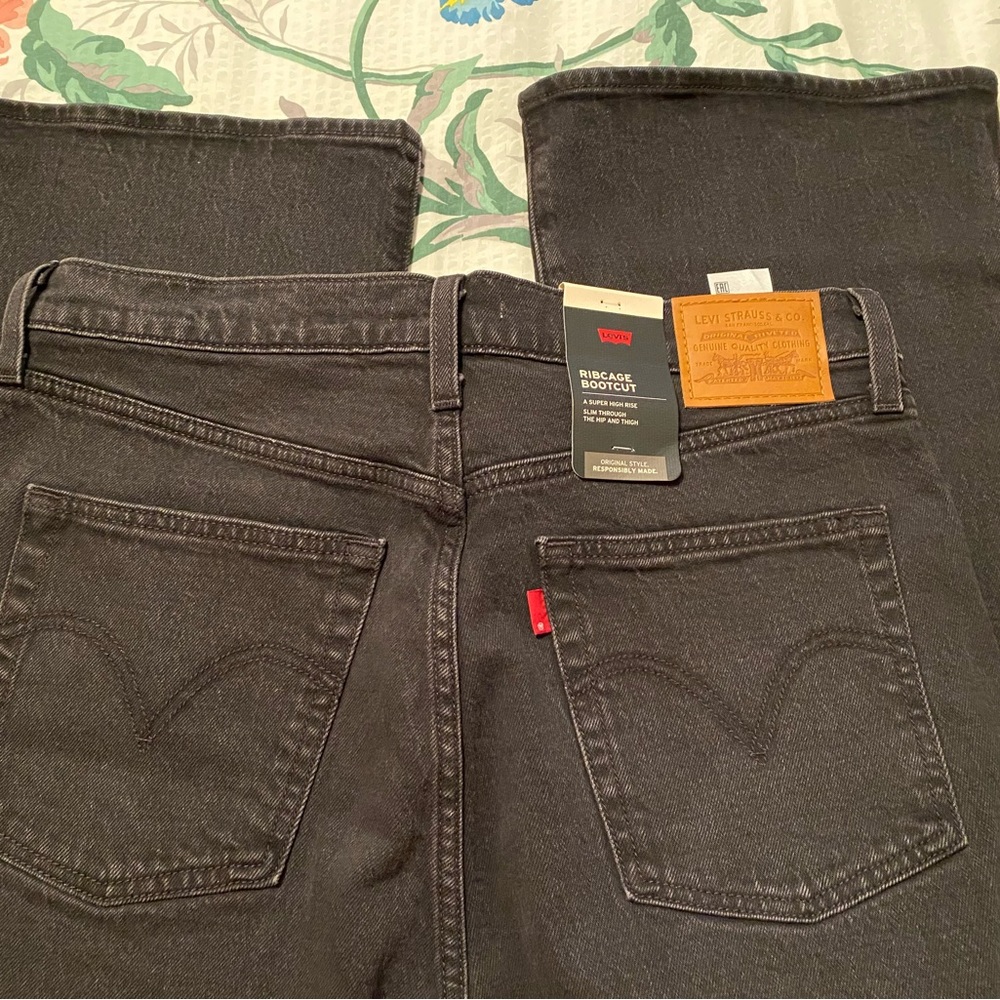 Levis Black Ribcage Bootcut Jeans